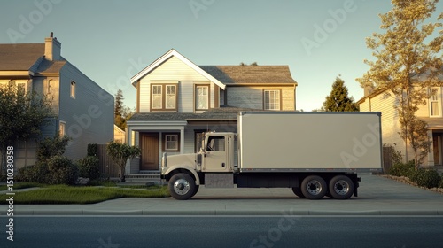 Delivery Truck in Front of House