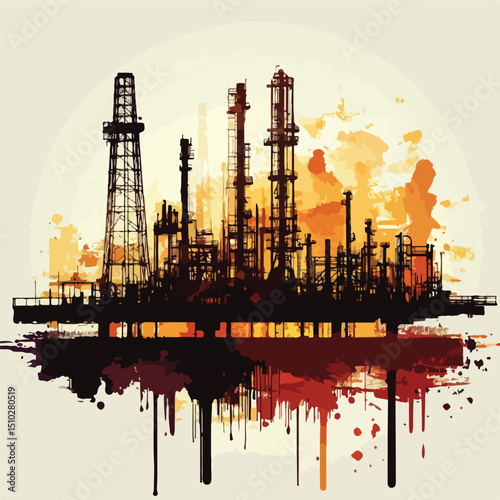 Professional Oil Industry Vector Illustration for Energy Sector Marketing Campaigns
