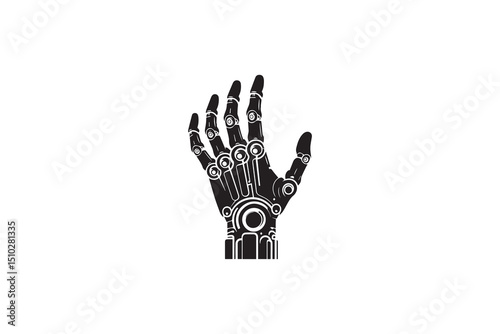 a black-and-white robotic hand    against a white background in a straightforward and inconspicuous vector silhouette