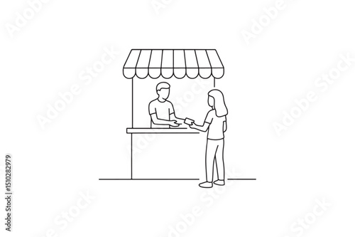 Booths continuous one line drawing minimalism design