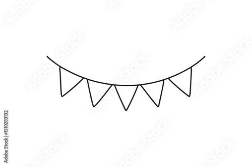 Bunting festival flags continuous one line drawing minimalism design