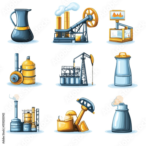 Professional Petroleum Oil Extraction and Refinement Related Illustration for Industry