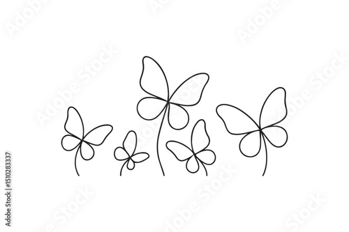 butterflies continuous one line drawing minimalism design