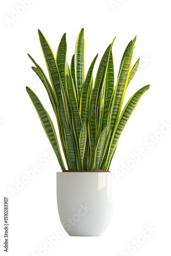 Sansevieria laurentii plant in pot isolated for stylish room decor, catalogs, and marketing use.