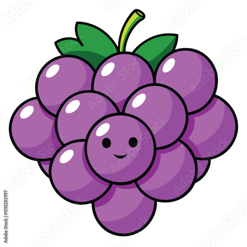 Cluster of plump purple grapes hanging on vine fresh fruit harvest