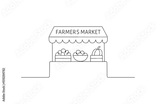 Farmer’s market stand continuous one line drawing minimalism design