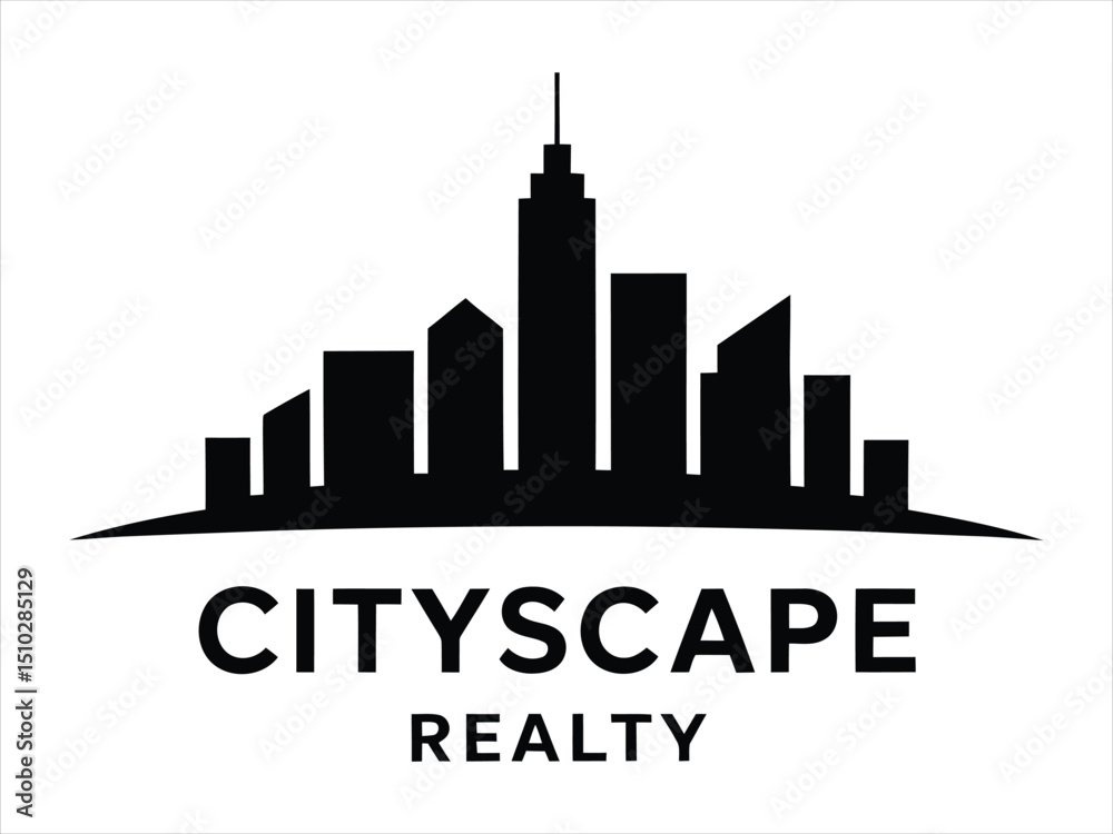 Fototapeta premium Modern silhouette cityscape logo design featuring buildings for real estate and urban development branding