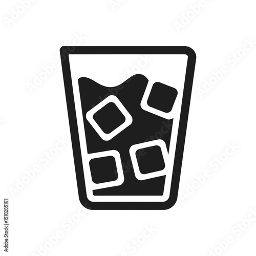 Glass with ice cubes icon