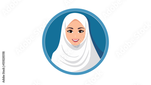 Beautiful Muslim Woman with Headcover Vector
