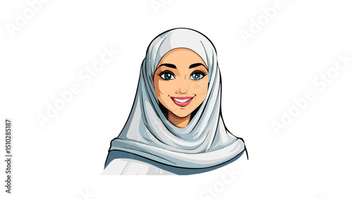 Modest Muslim Woman Illustration in Vector Format
