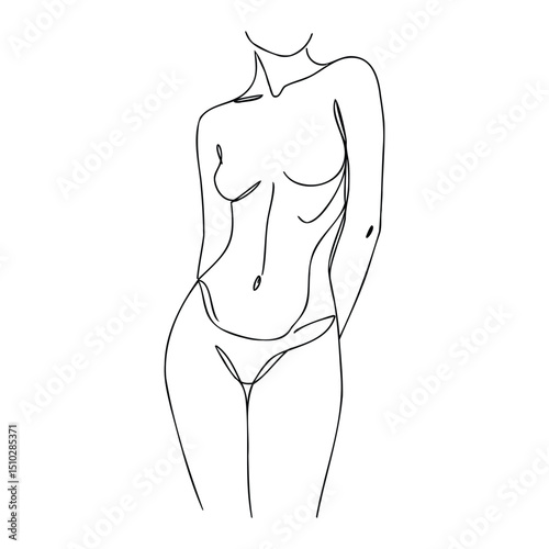 Line Art Female Body Minimalist Vector