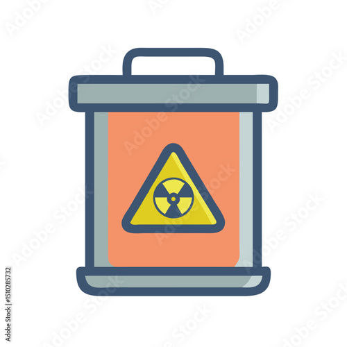Radioactive waste container with hazard symbol for disposal safety
