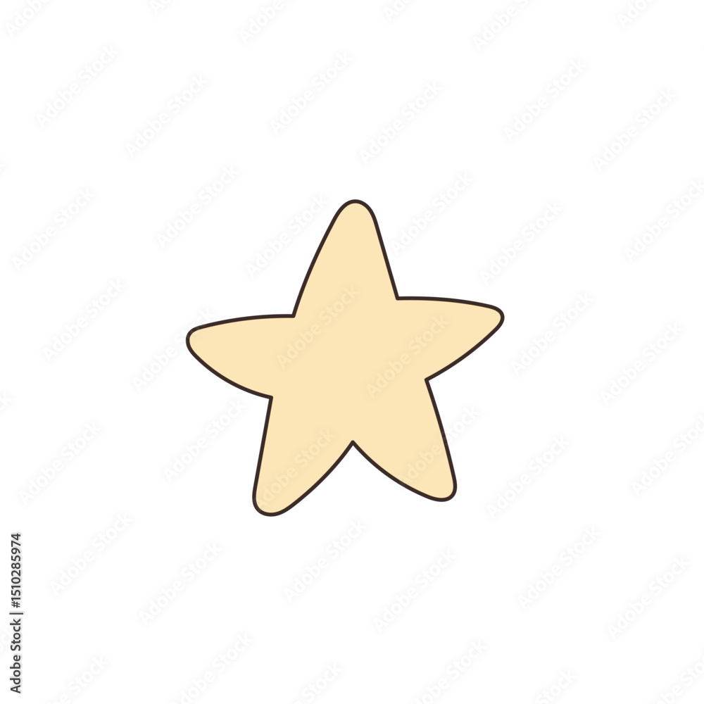 Obraz premium Simple Soft Yellow Star Icon. Magic Star Ray Shape Decoration. Sweet dream and Good Night Symbol. Baby Nursery Wallpaper or Poster Decor.