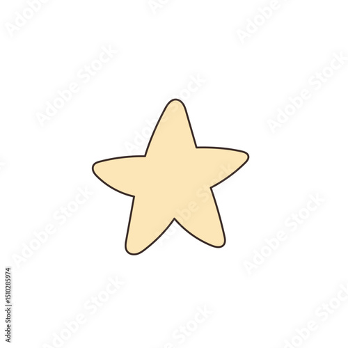 Simple Soft Yellow Star Icon. Magic Star Ray Shape Decoration. Sweet dream and Good Night Symbol. Baby Nursery Wallpaper or Poster Decor.