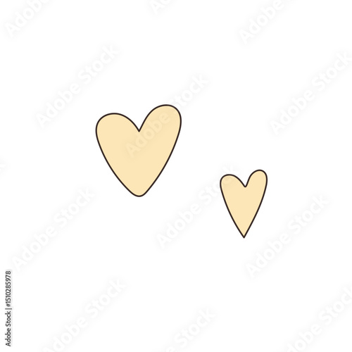 Doodle Simple Heart Shape Icon. Wedding Party Simple Decoration. Romantic Lovely Symbol Silhouette Isolated on White background. Birthday Party Decoration. Bridal Greeting Card Invitation Part.