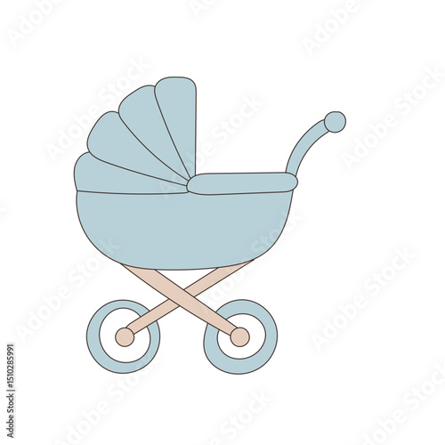 baby carriage on a white