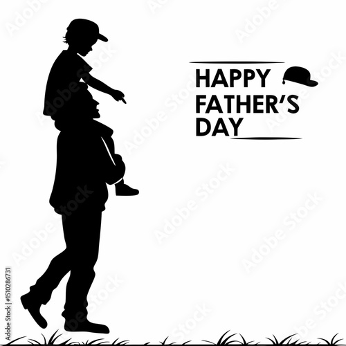 Father's Day Bonding: A silhouette captures a father's love as he carries his child on his shoulders, illustrating the strength and tenderness of fatherhood.