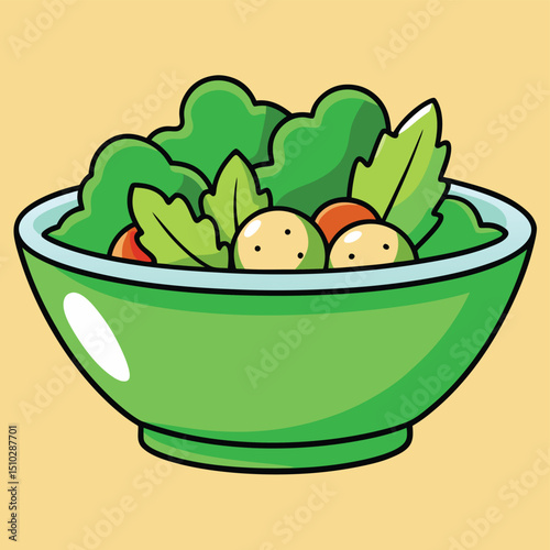 A fresh, vibrant green salad bowl, symbolizing healthy eating, natural goodness, and fresh ingredients.