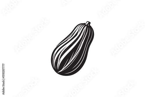 A black-and-white papaya against a white background in a straightforward and inconspicuous vector silhouette