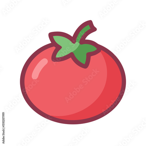 Fresh ripe tomato with green leaves, representing healthy food choice
