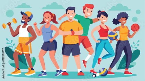 Diverse Group of Young Adults Engaging in Various Sports and Fitness Activities with Energetic Vigor