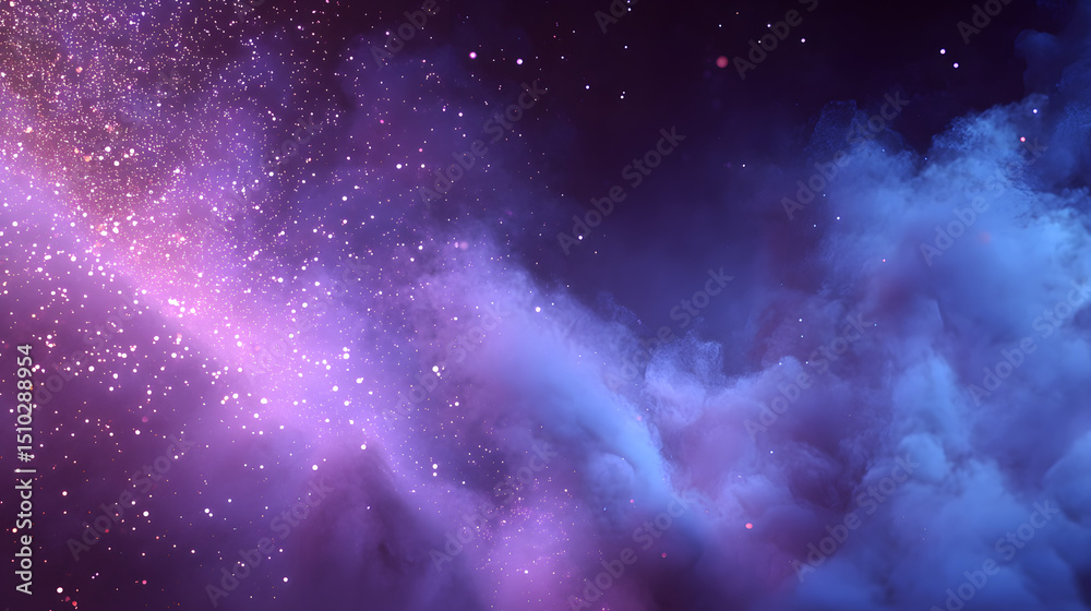 Fototapeta premium Cosmic Dance of Light: Immerse yourself in an ethereal scene, where swirling cosmic dust and shimmering stars create a breathtaking ballet of celestial beauty.