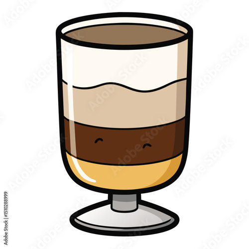 A delightful glass of tiramisu, revealing its distinct layers of coffee-soaked goodness and creamy mascarpone.