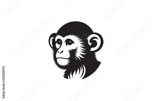 a black-and-white monkey    against a white background in a straightforward and inconspicuous vector silhouette