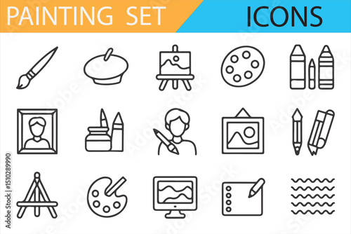 Artist Icon Set for Educational Content in Fine Arts and Crafts