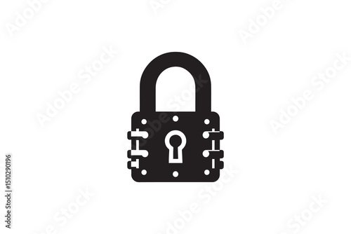A black-and-white lock  against a white background in a straightforward and inconspicuous vector silhouette