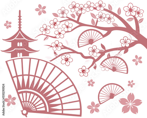 Japanese seamless pattern cut out from paper sky