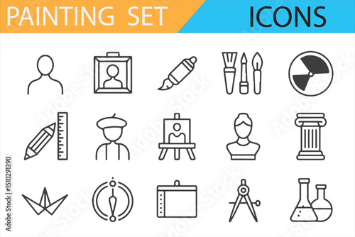 Painting Set Icons for Art Enthusiasts and Creative Content