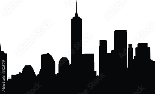 New York and Chicago city skylines, a vector silhouette illustration of urban architecture and business towers at night landscape vector