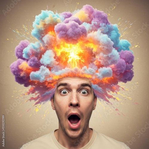 Mind Explosion Surreal Colorful Brain Blast Imagination Creativity Concept Art