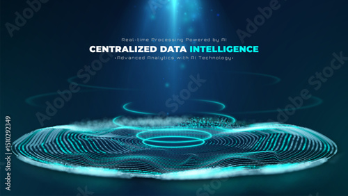 Big digital data flow with abstract glowing particle waves, vector illustration design concept for futuristic technology background, science, cyber security.