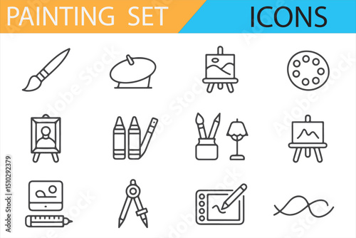 Creative Painting Set Icons for Art Tutorials and Classes