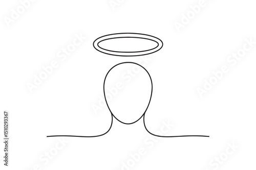 Halo icon continuous one line drawing minimalism design