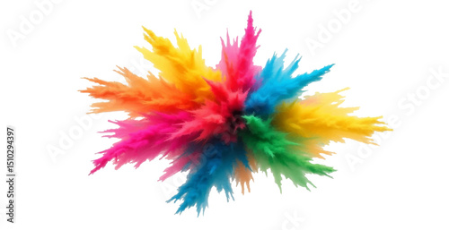 Abstract Modern Watercolor Stains. Colorful, Dynamic Brush Strokes and Bright Splashes in Rainbow Shades Form a Trendy Aquarelle Design Element Against a Pure White Canvas for Bold Artistic.