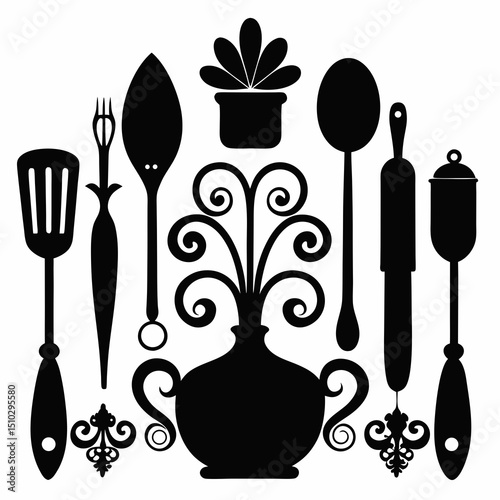 kitchen utensils vector illustration