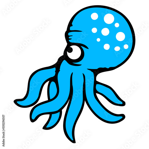 Octopus squid cephalopod cool tentacle sea monster Isolated Vector Graphic Design Illustration
