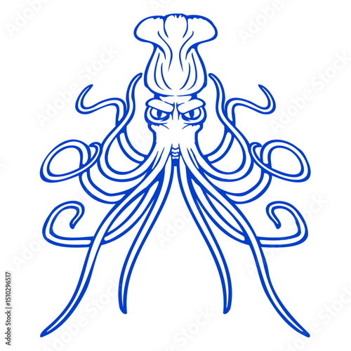 Octopus squid cephalopod cool tentacle sea monster Isolated Vector Graphic Design Illustration
