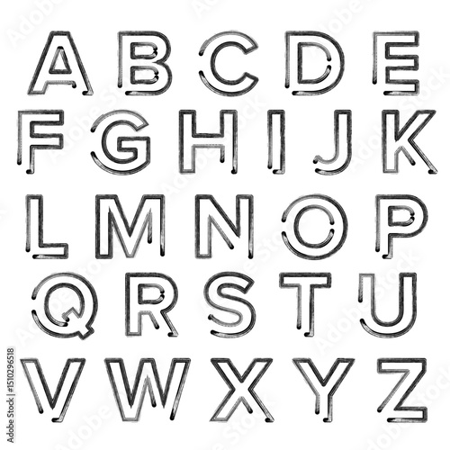 Abstract alphabet letters, hand drawn abstract brush stroke letters