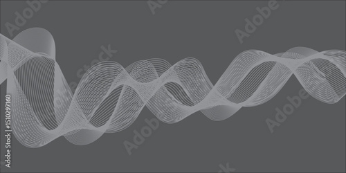 Abstract black and white wave pattern with digital lines and smooth curves background
