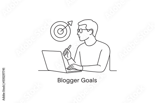 Blogger Goals icon continuous one line drawing minimalism design