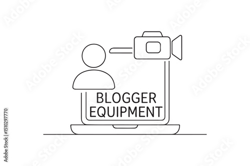 Blogger Equipment icon continuous one line drawing minimalism design