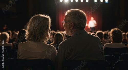 Couple enjoying a show at theatre