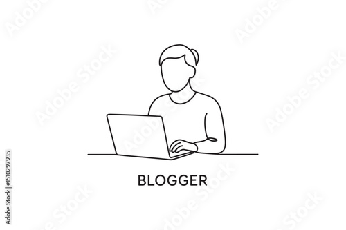 Blogger icon continuous one line drawing minimalism design