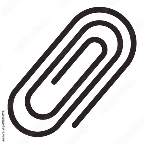 Bold black line art paperclip icon graphic design element