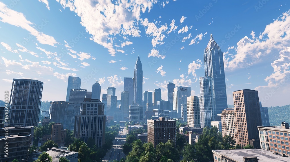 Obraz premium Downtown Atlanta Skyline Showing Several Prominent Buildings