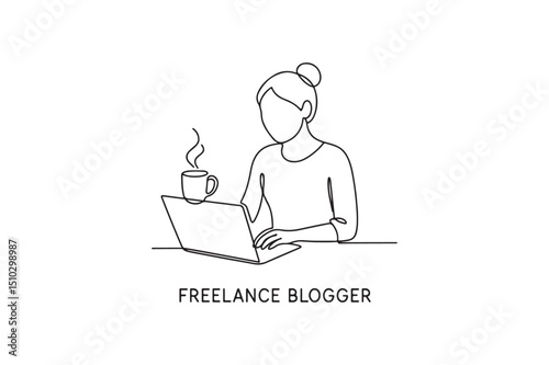 Freelance Blogger icon continuous one line drawing minimalism design